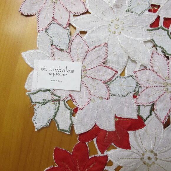 St. Nicholas Square*Cutout Poinsettia Tablerunner - Picture 4 of 4